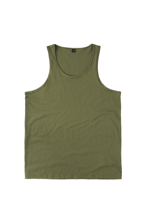 BASIC Plain Cotton Tank in Army Green
