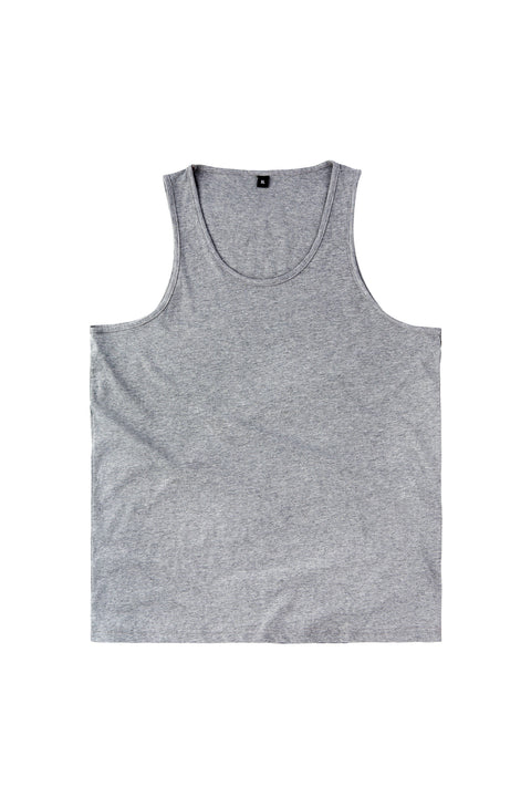 BASIC Plain Cotton Tank in Gray Melange
