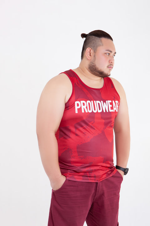 PROUDWEAR Calli-Camo Tank in Maroon