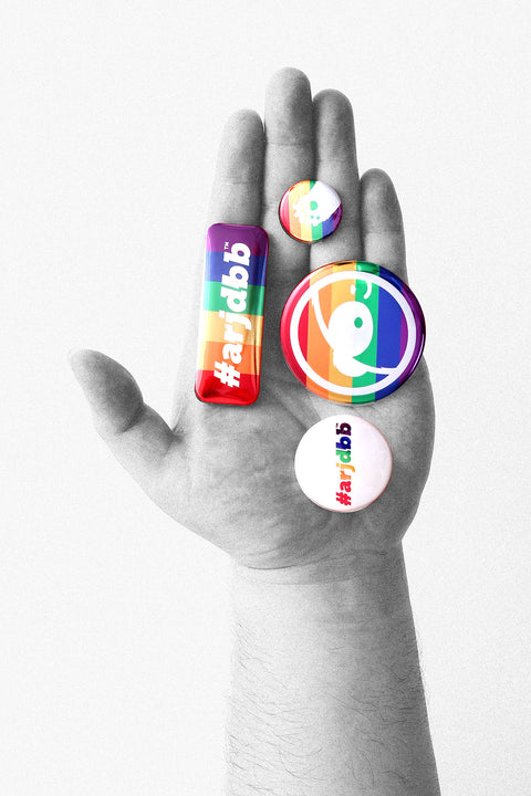 #arjdbb Chroma Pride Pin Back Badges Collector Edition in Wooden Box is available from small to plus sizes - ARJD BRO BEARS