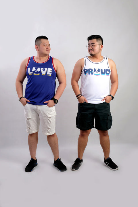 PROUD Tank in White is available from small to plus sizes - ARJD BRO BEARS