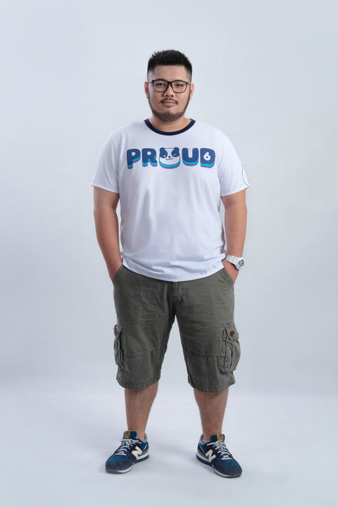 PROUD Tee in White is available from small to plus sizes - ARJD BRO BEARS