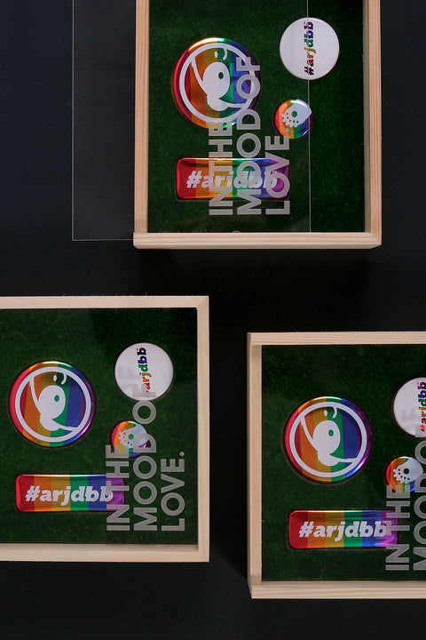 #arjdbb Chroma Pride Pin Back Badges Collector Edition in Wooden Box is available from small to plus sizes - ARJD BRO BEARS