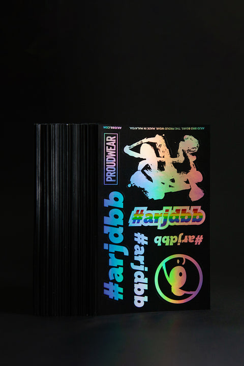 #arjdbb Waterproof HOLO PP Sticker is available from small to plus sizes - ARJD BRO BEARS