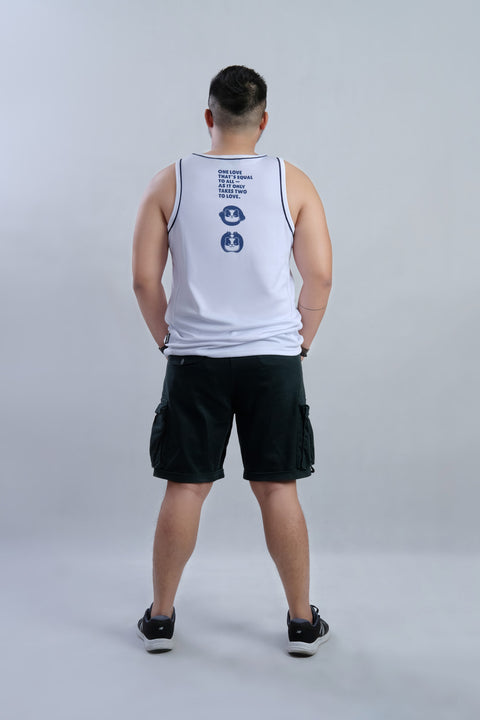 PROUD Tank in White is available from small to plus sizes - ARJD BRO BEARS
