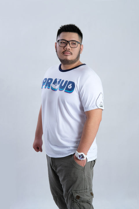 PROUD Tee in White is available from small to plus sizes - ARJD BRO BEARS