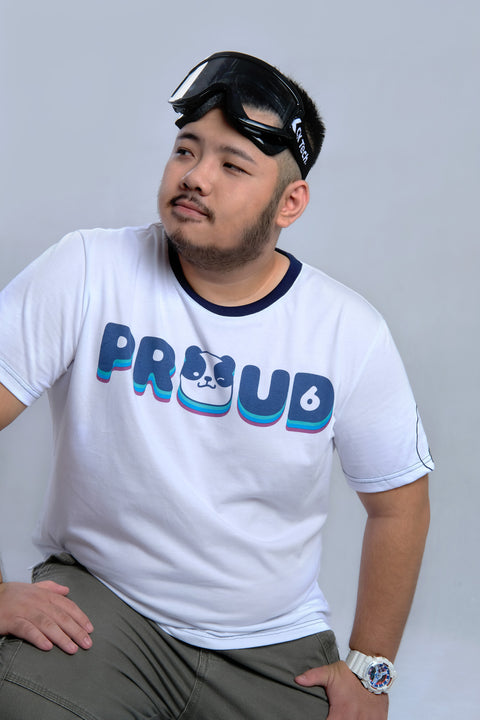 PROUD Tee in White is available from small to plus sizes - ARJD BRO BEARS